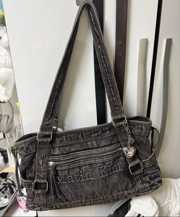 MUSINSA | MATIN KIM MATIN WASHED DENIM SQUARE BAG IN BLACK