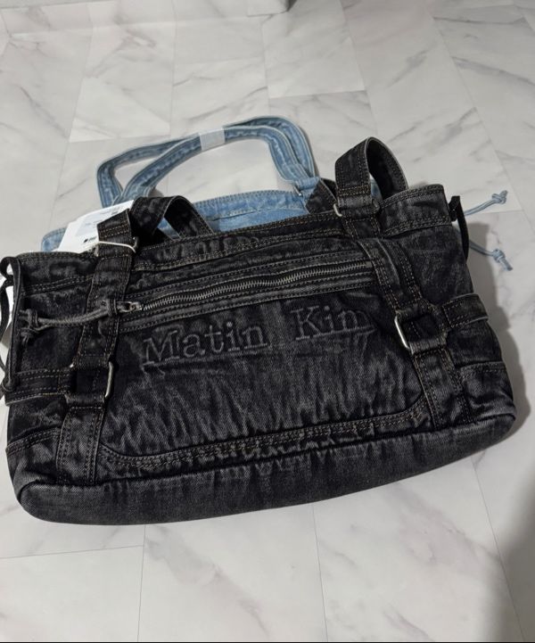 MUSINSA | MATIN KIM MATIN WASHED DENIM SQUARE BAG IN LIGHT BLUE
