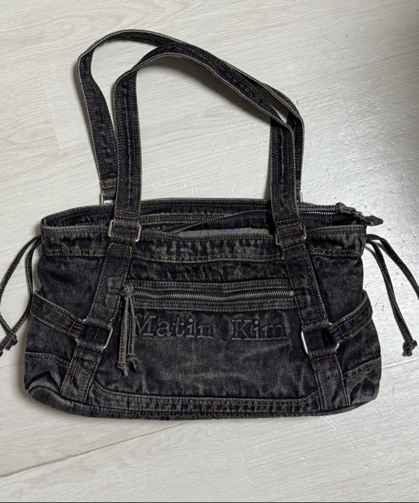 MUSINSA | MATIN KIM MATIN WASHED DENIM SQUARE BAG IN BLACK