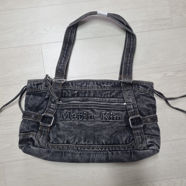 MUSINSA | MATIN KIM MATIN WASHED DENIM SQUARE BAG IN BLACK