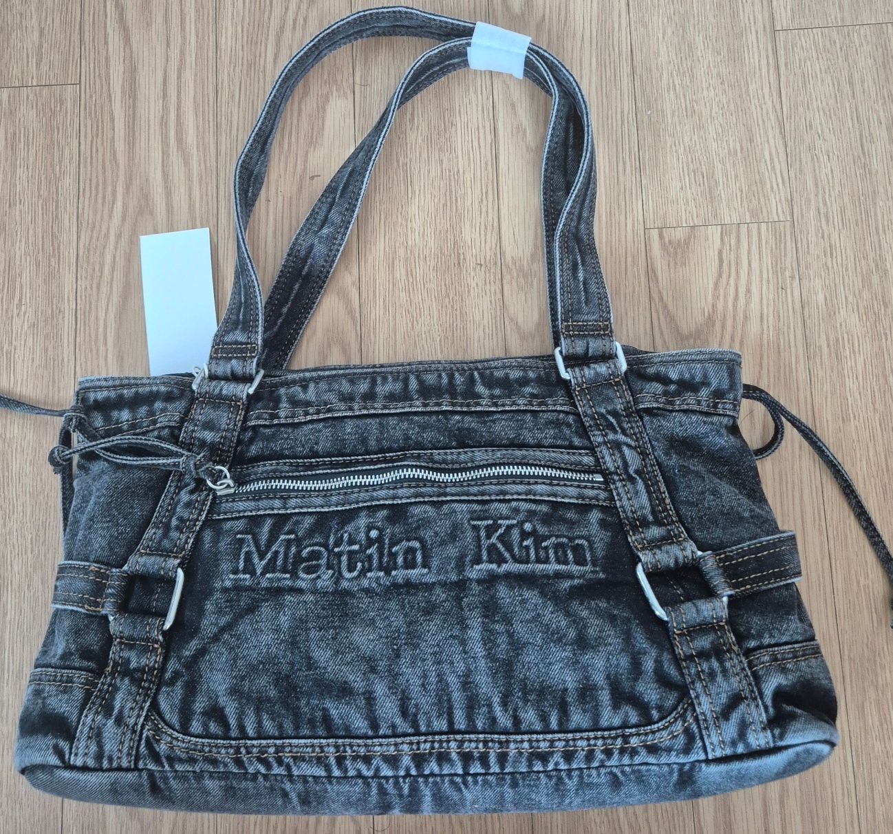 MUSINSA | MATIN KIM MATIN WASHED DENIM SQUARE BAG IN BLACK