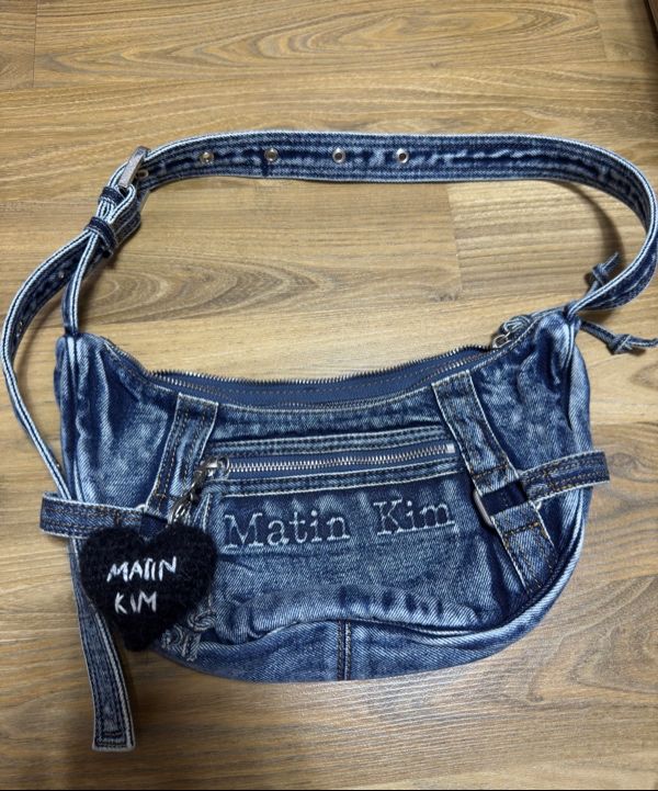 MATIN KIM ■ WASHED DENIM MINI HOBO BAG MATIN WASHED DENIM MINI HOBO BAG IN BLUE – Matin Kim