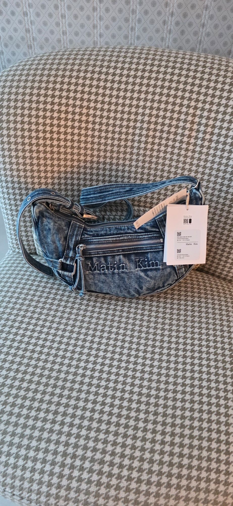 MATIN KIM ■ WASHED DENIM MINI HOBO BAG MUSINSA | MATIN KIM MATIN WASHED DENIM MINI HOBO BAG IN BLACK