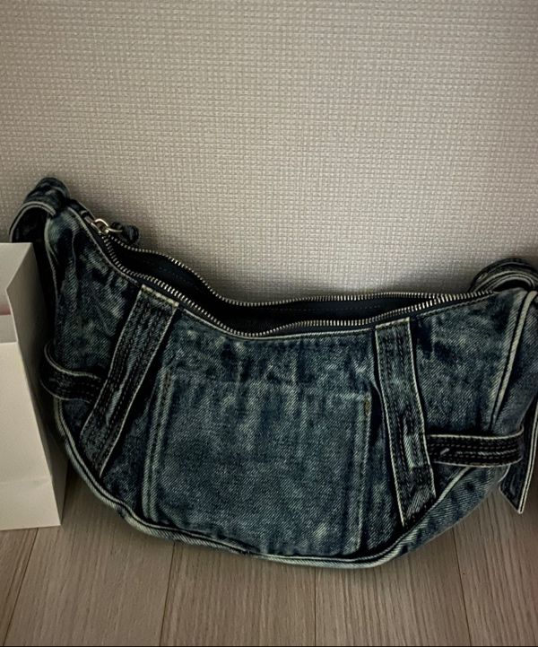 ショルダーバッグ・ポシェット [MATINKIM]matte washed denim mini hobo bag in blue MATIN WASHED DENIM MINI HOBO BAG IN BLUE – Matin Kim