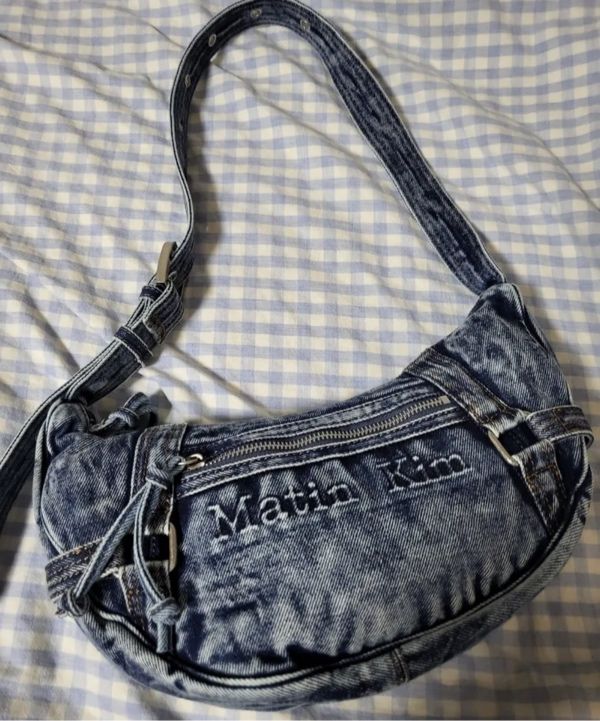 MUSINSA | MATIN KIM MATIN WASHED DENIM MINI HOBO BAG IN BLUE