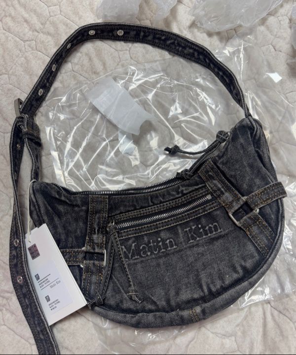 MUSINSA | MATIN KIM MATIN WASHED DENIM MINI HOBO BAG IN BLUE