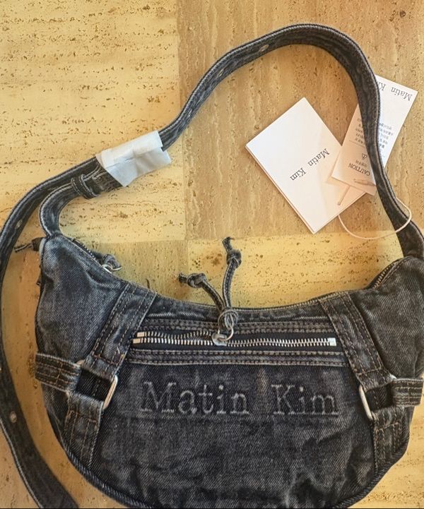 MATIN KIM ■ WASHED DENIM MINI HOBO BAG MATIN WASHED DENIM MINI HOBO BAG IN BLUE – Matin Kim