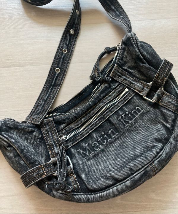 MUSINSA | MATIN KIM MATIN WASHED DENIM MINI HOBO BAG IN BLUE