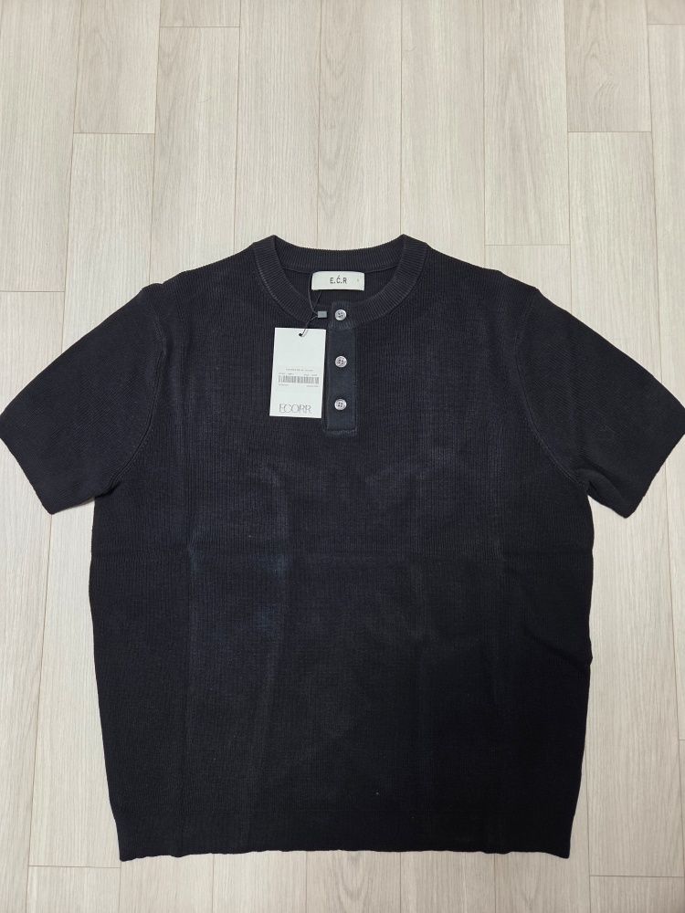 MUSINSA公式 | ECORR Ribbed Henley Neck Short Sleeve Knit : 5
