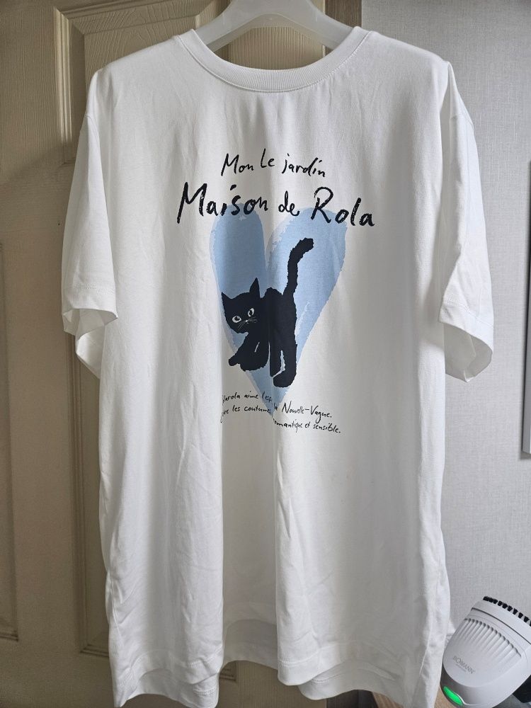 MUSINSA | ROLAROLA HEART CAT FRIENDS LOOSE FIT T-SHIRT CHARCOAL