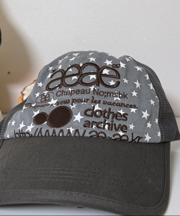 MUSINSA | AEAE WEB LOGO STAR MESH CAP [GREY]