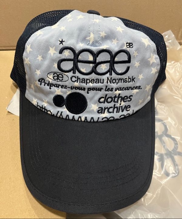 MUSINSA | AEAE WEB LOGO STAR MESH CAP [SKYBLUE]