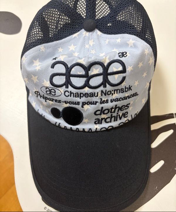 MUSINSA | AEAE WEB LOGO STAR MESH CAP [SKYBLUE]
