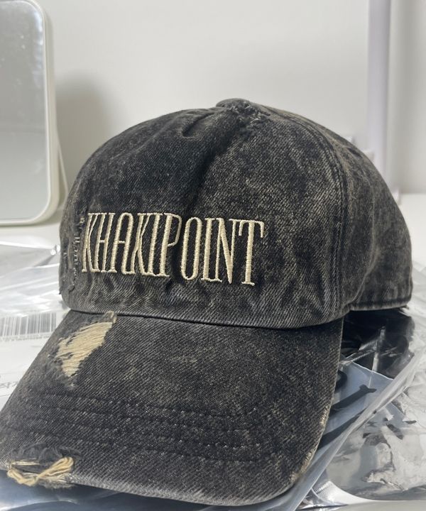 MUSINSA | KHAKIPOINT Destroyed Denim Cap (gray)