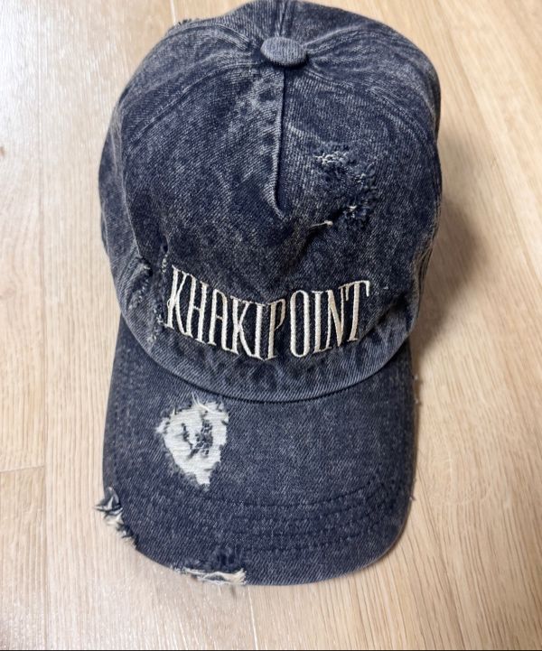 MUSINSA公式 | KHAKIPOINT Destroyed Denim Cap (blue)