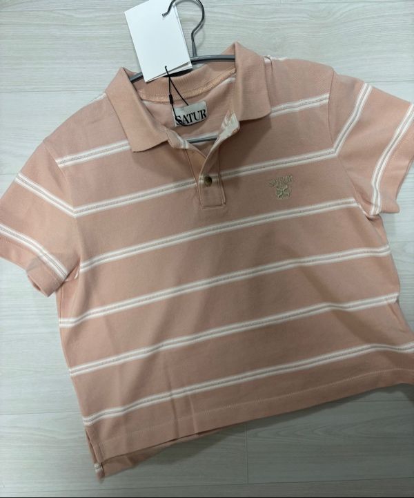 [25SS/人気]SATUR★W's Stripe Pique Polo T-Shirt★ポロTシャツ MUSINSA公式 | SATUR (W) Striped Pique Polo Short Sleeve T