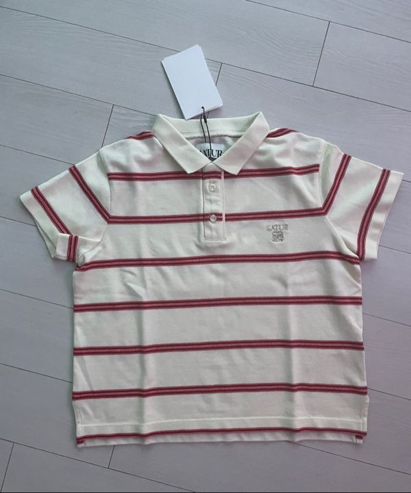 MUSINSA公式 | SATUR (W) Striped Pique Polo Short Sleeve T