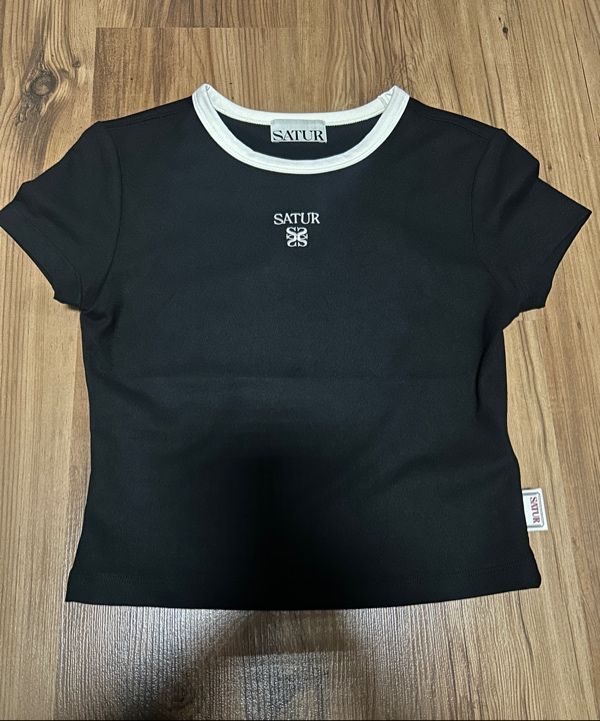 ★SATUR★ W APERO CROPPED RINGER HALF SLEEVE T-SHIRT CREAM SATUR](W) Apero Crop Ringer T-Shirt