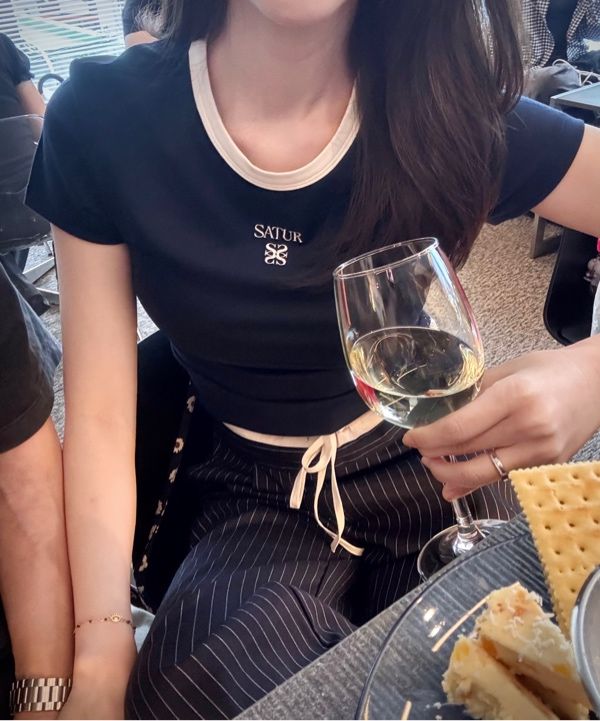 MUSINSA | SATUR (W) Apero Crop Ringer Short Sleeve T-Shirt White