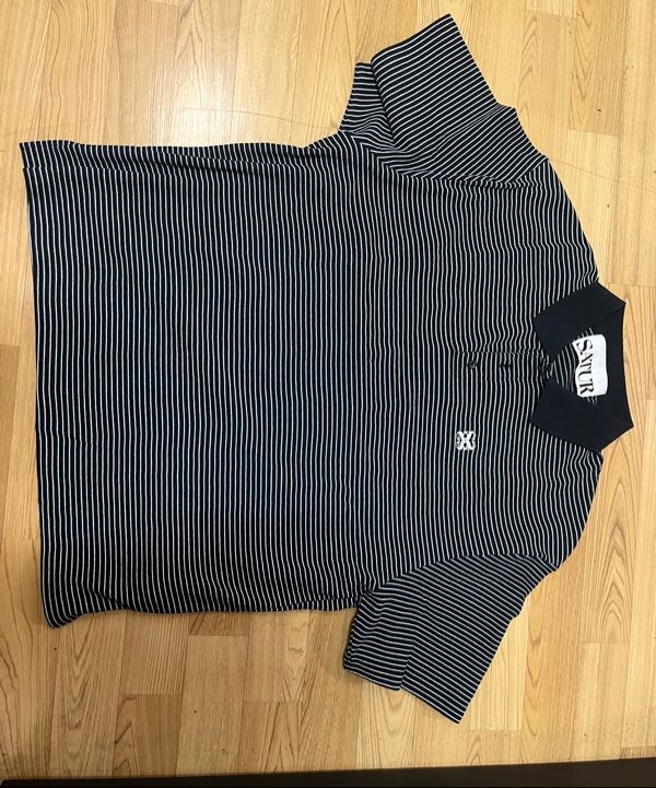 SATUR ■ Striped collar short sleeve t-shirt MUSINSA | SATUR Striped collar short sleeve t-shirt black