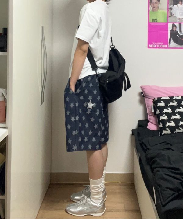 MUSINSA公式 | WEBHOUSE Twister Star Stripe Shorts - Denim