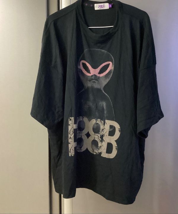 MUSINSA | HOODHOOD BLACK Alien Graphic Overfit Short Sleeve