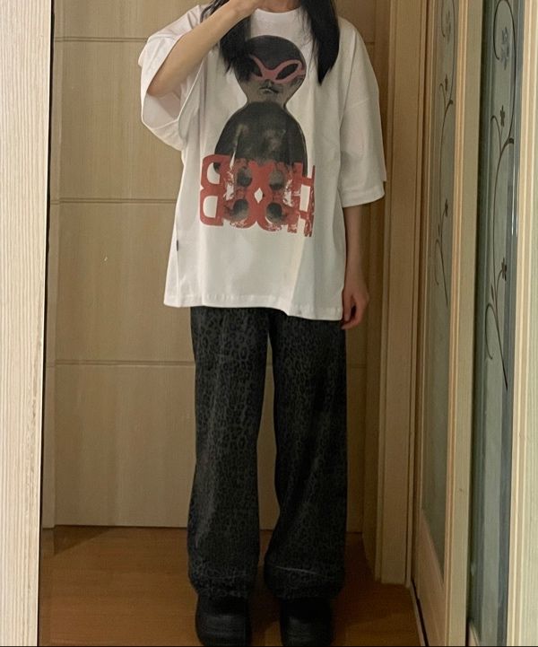 MUSINSA公式 | HOODHOOD BLACK Alien Graphic Overfit Short