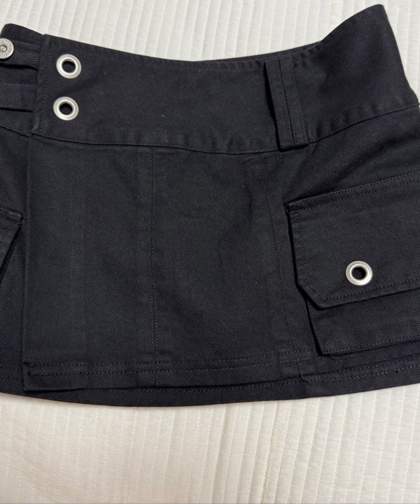 MUSINSA | PAINORPLEASURE TINA BUCKLE CARGO SKIRT black