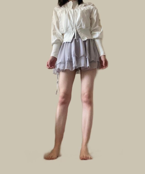 MUSINSA | PAINORPLEASURE MAGNOLIA FRILL SKIRT white