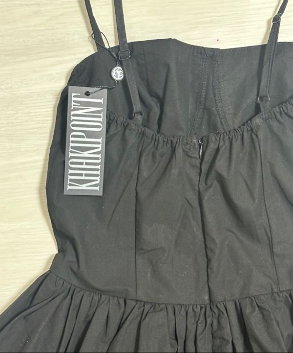 MUSINSA | KHAKIPOINT Flare Layered Mini Dress (black)