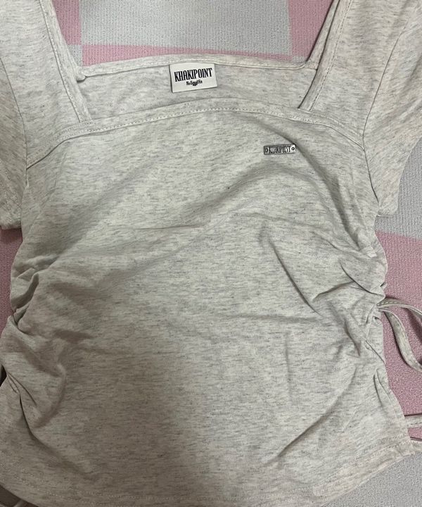 KHAKIPOINT ■ Ribbon Shirring T-shirt MUSINSA公式 | KHAKIPOINT Ribbon Shirring T-shirt (melange)