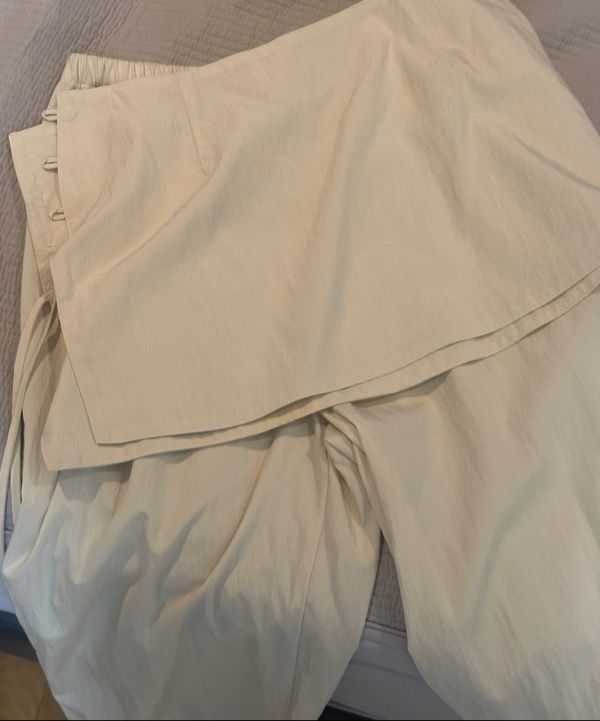 MUSINSA | SOMEWHEREBUTTER Muse Layered Skirt Pants - Cream