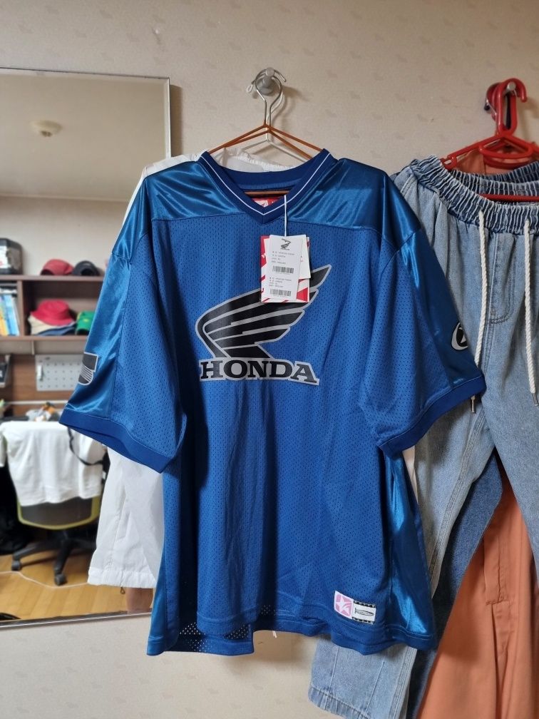 Tシャツ・カットソー HONDA MOTORCYCLE Original Wing logo Mesh Tshirt Blue Green MUSINSA | Honda Motorcycle Original Wing logo Mesh T-shirt