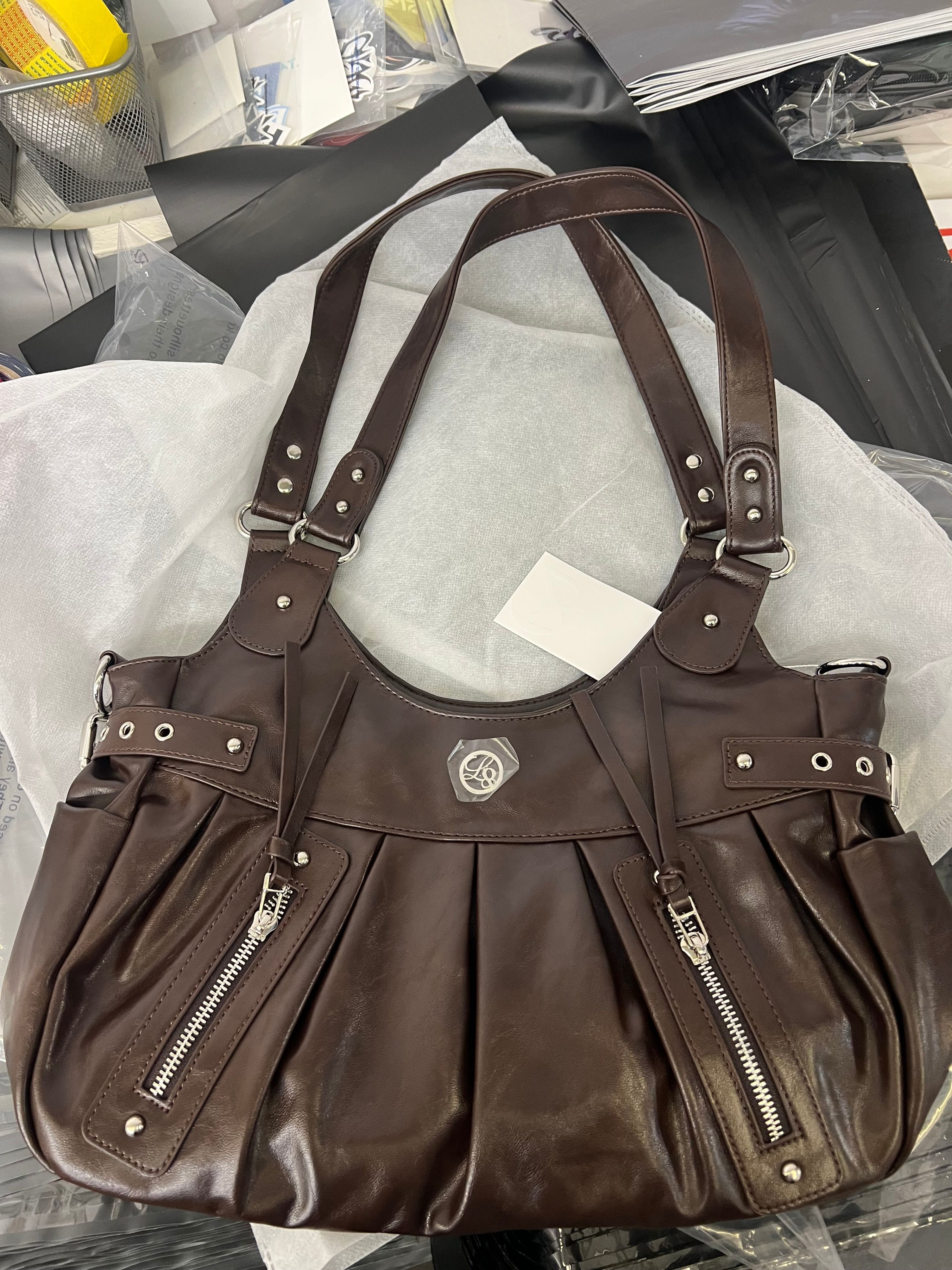 MUSINSA | ILLIGO Amber Buckle Shoulder Bag Brown