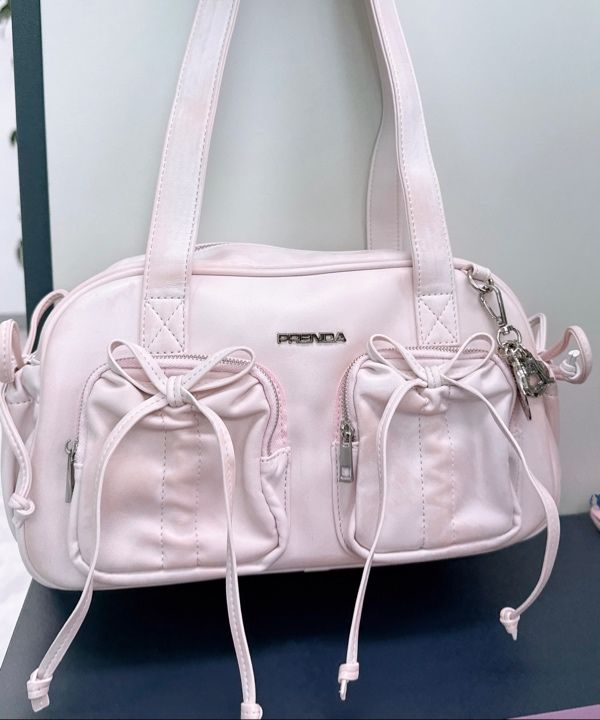 MUSINSA公式 | PRENDA LEATHER POCKET SHIRRING RIBBON BAG PINK