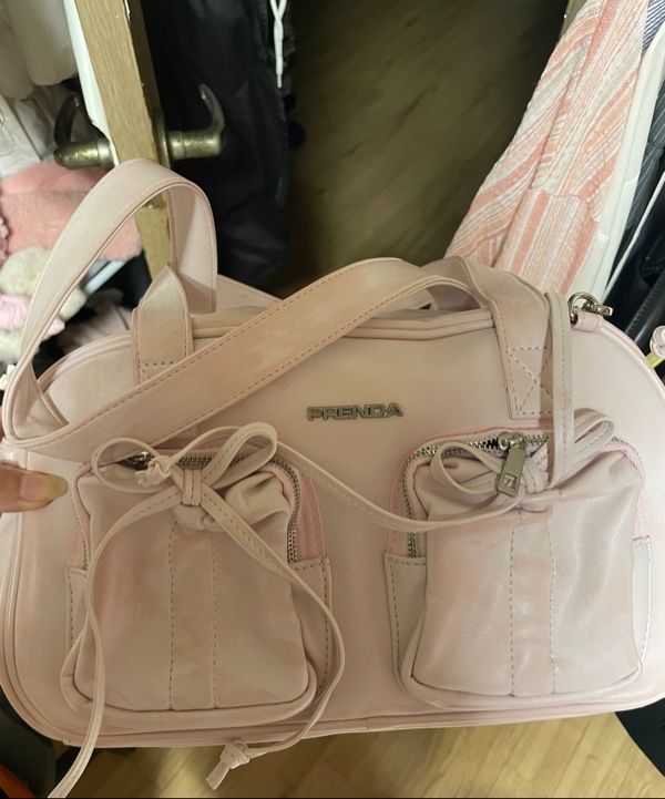 MUSINSA公式 | PRENDA LEATHER POCKET SHIRRING RIBBON BAG PINK