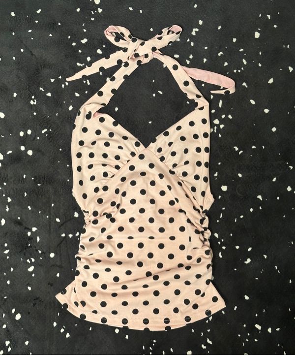 MUSINSA | SCULPTOR Dot Halter Top Pink