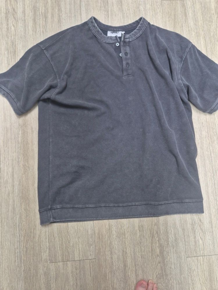 MUSINSA | XTONZ XTT144 Vintage Washed Waffle Henley Neck T