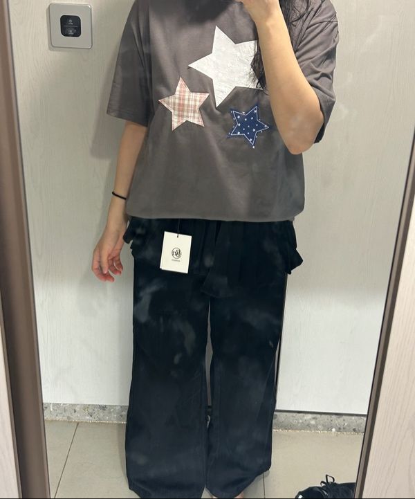 Tシャツ・カットソー RONRON STAR PATCH MIXED APPLIQUE APPLIQUE T SHIRT WHITE RR25 MUSINSA | RONRON STAR PATCH MIXED APPLIQUE APPLIQUE T SHIRT