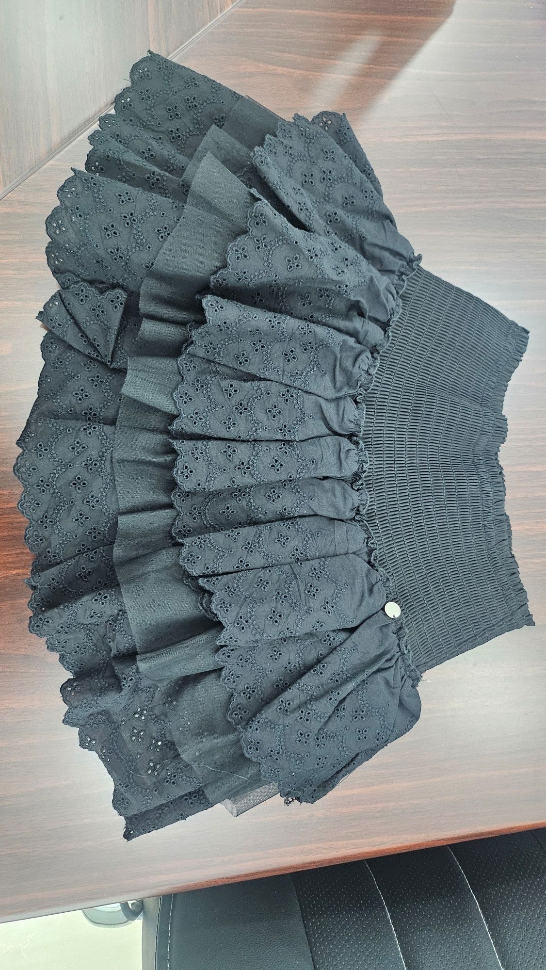 MUSINSA | RONRON SMOCKED LACE CANCAN RUFFLE PANTSKIRT BLACK