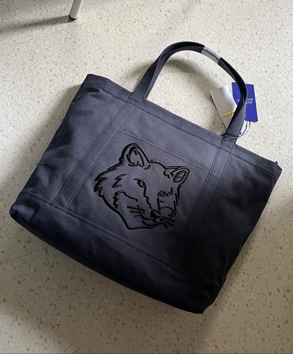 MUSINSA | MAISON KITSUNE Fox Head Large Tote Bag - Slate Gray
