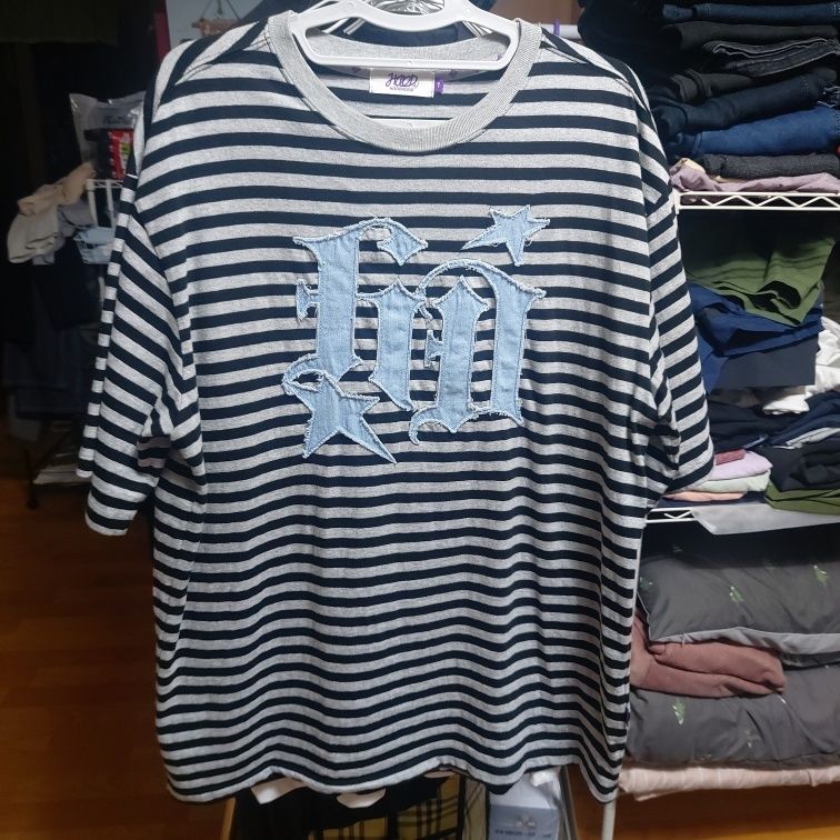 HOODHOOD ♥ HD denim applique t-shirt /追跡付 HOODHOOD]】HD Denim Applique Half Sleeve T-shirt WHITE - MANNA