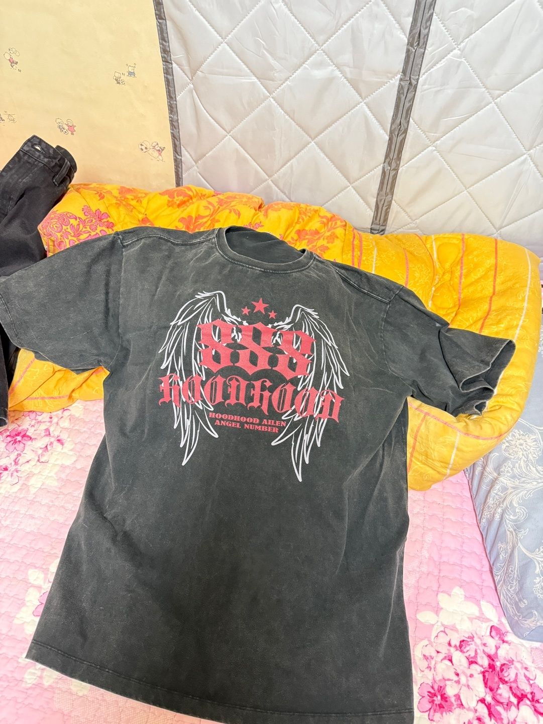 HOODHOOD ♥ 888 Angel Graphic Washed T-Shirt /追跡付 888 Angel Graphic Washed Half Sleeve T-Shirt - HOODHOOD | 60
