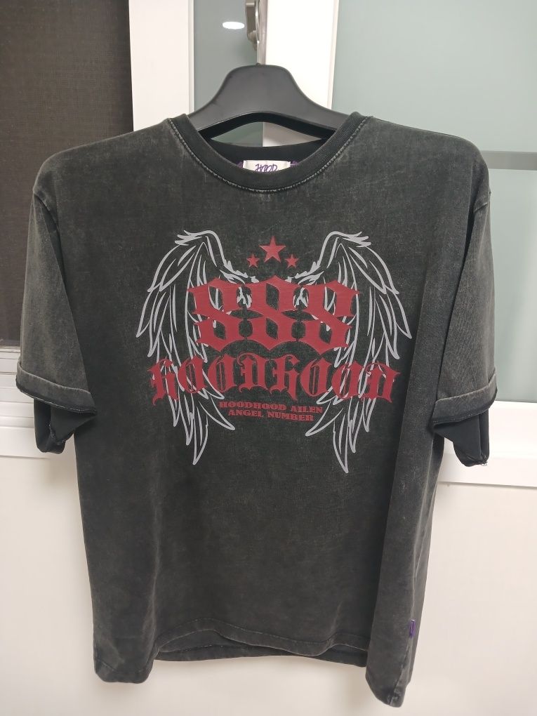 MUSINSA | HOODHOOD 888 Angel Graphic Washed Short Sleeve T