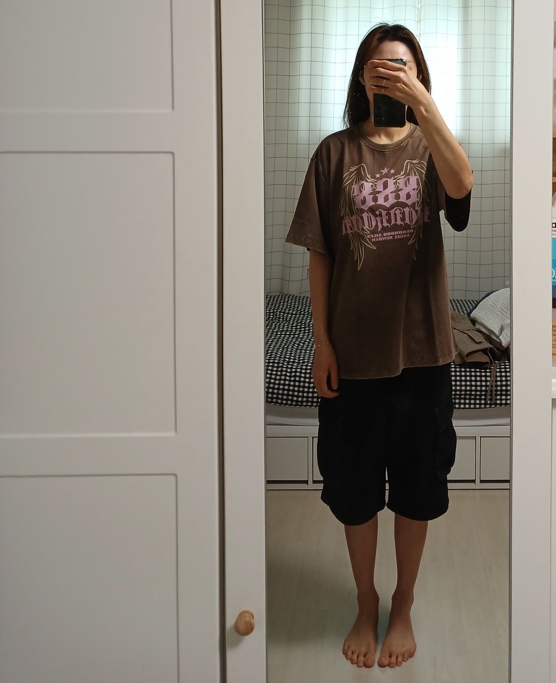 MUSINSA | HOODHOOD 888 Angel Graphic Washed Short Sleeve T