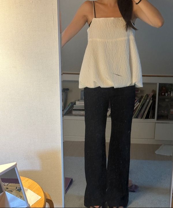 MUSINSA | LEVAR Eyelet Lace Layered Pants - Black