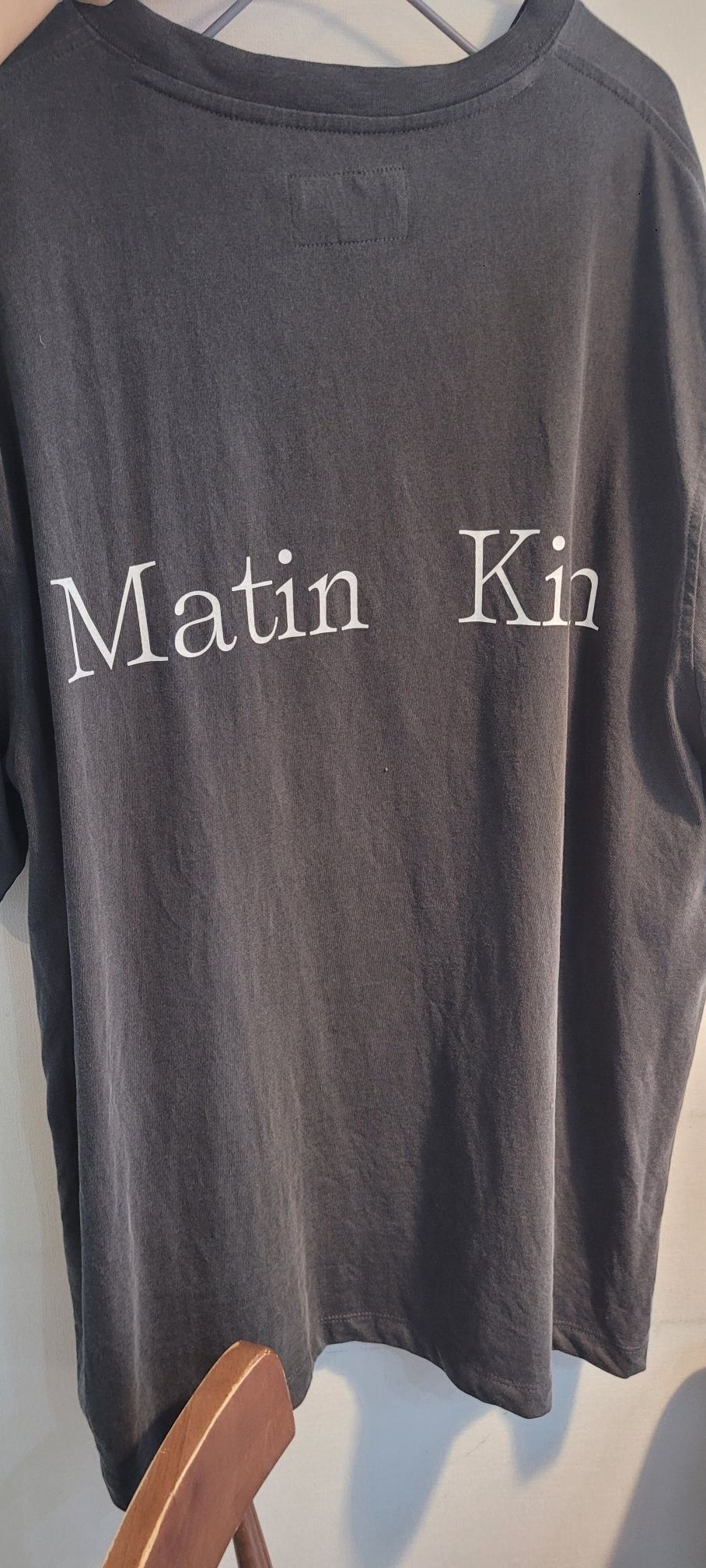 MUSINSA | MATIN KIM VINTAGE WASHED LOGO TOP FOR MEN IN CHARCOAL