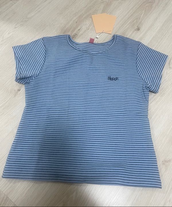 MUSINSA公式 | SINOON Stripe Cap Sleeve T-shirt (Black)