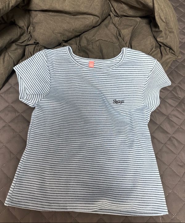 【sinoon】Stripe Cap Sleeve T-shirt (3 COLORS) MUSINSA | SINOON Stripe Cap Sleeve T-shirt (Melange Grey)