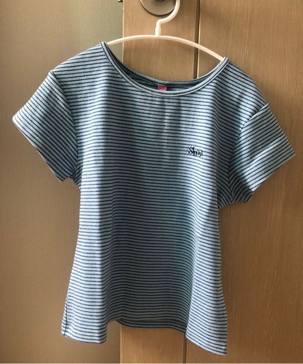 MUSINSA | SINOON Stripe Cap Sleeve T-shirt (Blue)